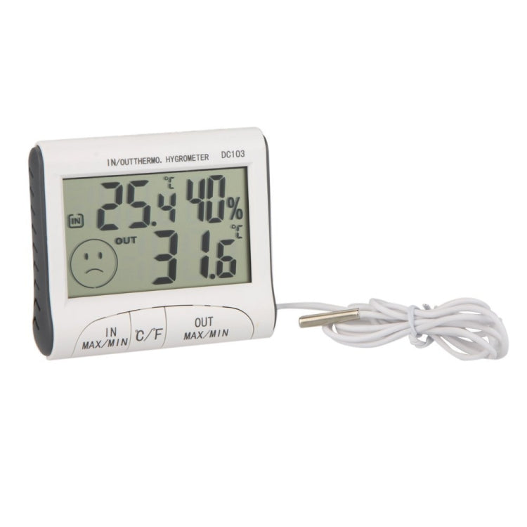 Termometro digitale LCD, igrometro, misuratore di umidità e temperatura cablata con sensore esterno bianco, LCD Digital Thermometer