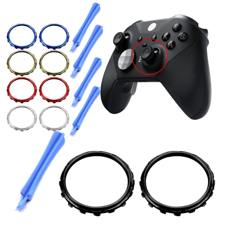 Per Xbox One Elite 5 paia di anelli di ricambio 3D + accessori per impugnature per cacciavite, Black + Screwdriver, Gold Plating + Screwdriver, Silver Plating + Screwdriver, Red Plating + Screwdriver, Blue Plating + Screwdriver