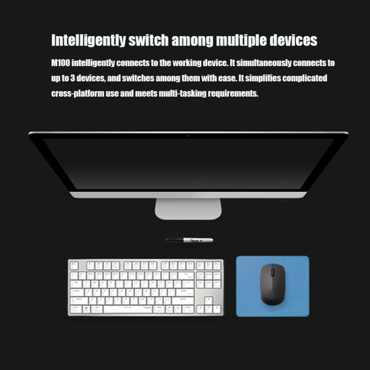Rapoo M100G 2,4 GHz 1300 DPI 3 pulsanti Muto per ufficio Casa Piccolo mouse Bluetooth wireless portatile, Dark Gray, Light Gray, Cherry Blossom Powder, Mint Green, Sapphire Blue
