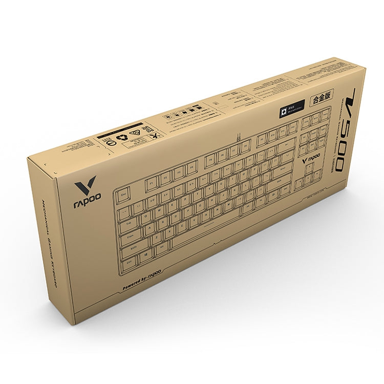 Rapoo V500 87 tasti in lega edizione Desktop Laptop Computer Game Esports Office Home Typing Tastiera meccanica cablata in metallo senza retroilluminazione,, Black Shaft, Green Shaft, Tea Shaft