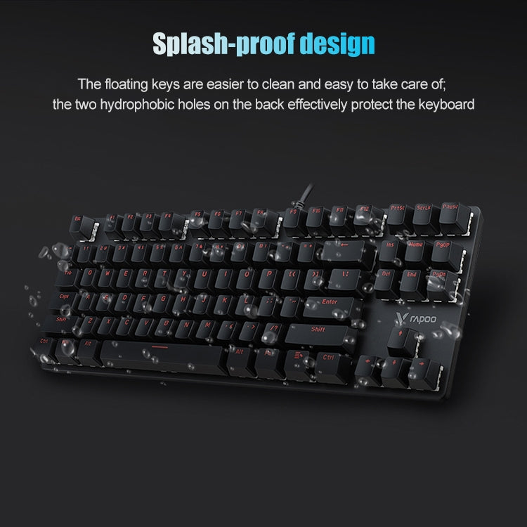 Rapoo V500 87 tasti in lega edizione Desktop Laptop Computer Game Esports Office Home Typing Tastiera meccanica cablata in metallo senza retroilluminazione,, Black Shaft, Green Shaft, Tea Shaft
