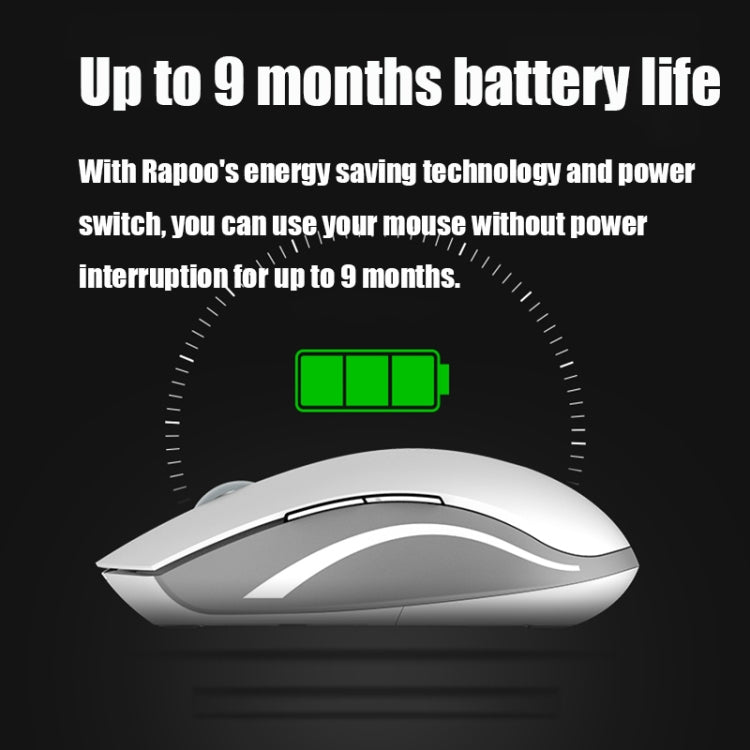 Rapoo 7200M 1600 DPI 6 pulsanti 2,4 GHz Wireless Bluetooth 4.0 Mouse multimodale Notebook Mouse muto da ufficio, White, Dark Gray