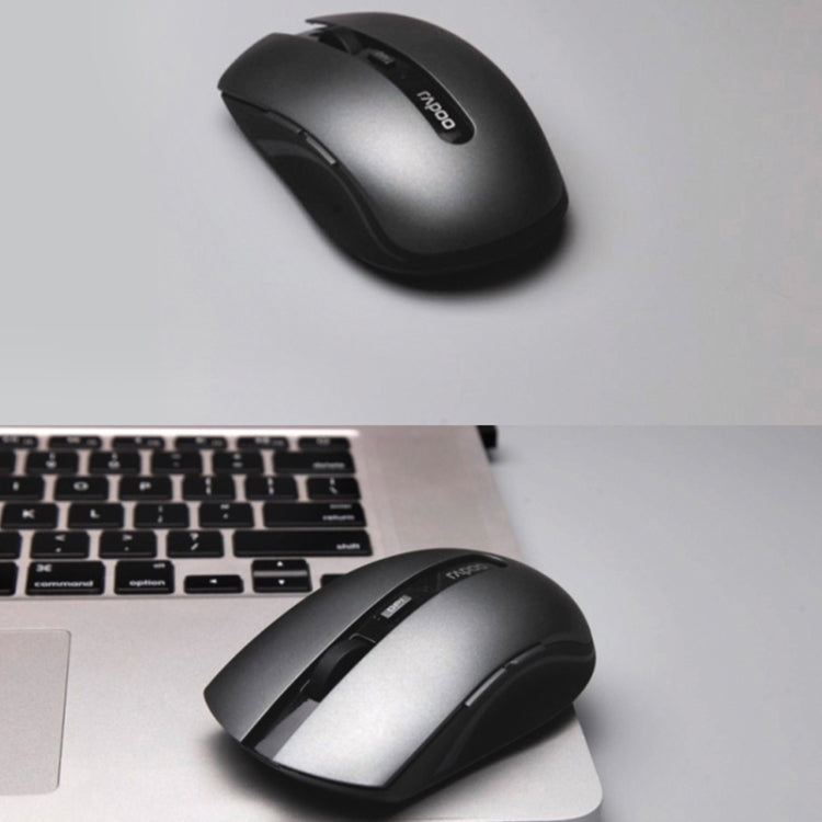 Rapoo 7200M 1600 DPI 6 pulsanti 2,4 GHz Wireless Bluetooth 4.0 Mouse multimodale Notebook Mouse muto da ufficio, White, Dark Gray