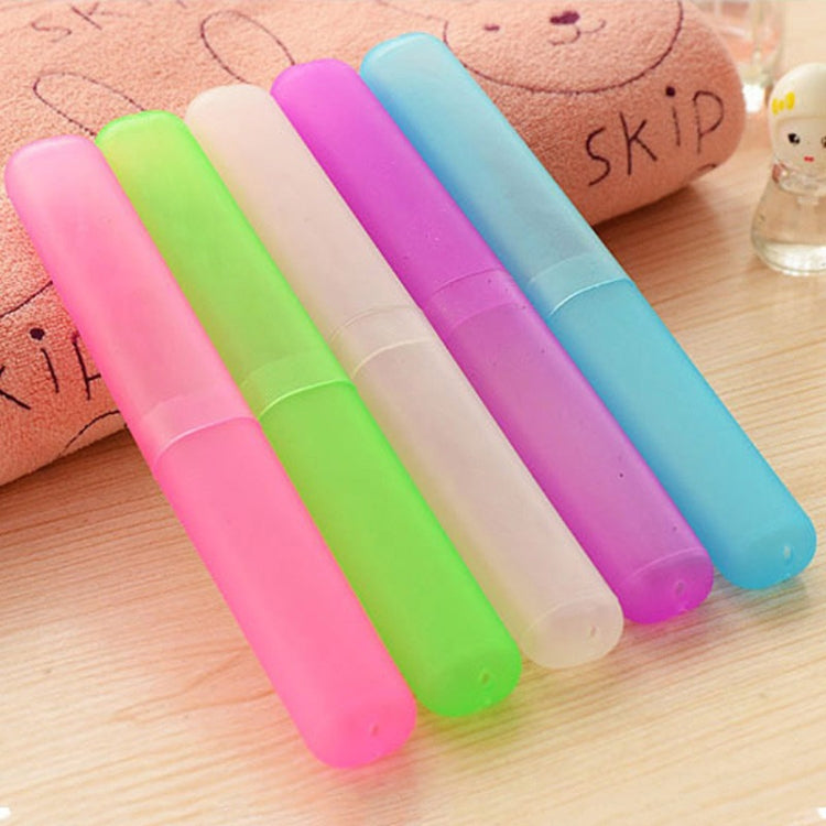 Custodia portatile per spazzolino da denti da viaggio, tubo, mini scatola per spazzolini da denti traspirante, per escursionismo all'aperto, colore casuale