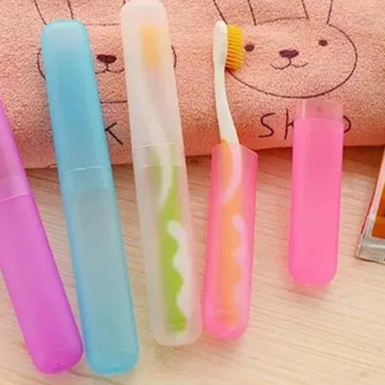 Custodia portatile per spazzolino da denti da viaggio, tubo, mini scatola per spazzolini da denti traspirante, per escursionismo all'aperto, colore casuale