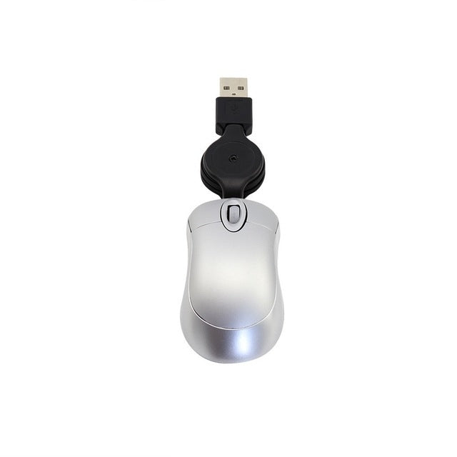 Mini mouse per computer cavo USB retrattile ottico ergonomico 1600 DPI piccoli mouse portatili per laptop