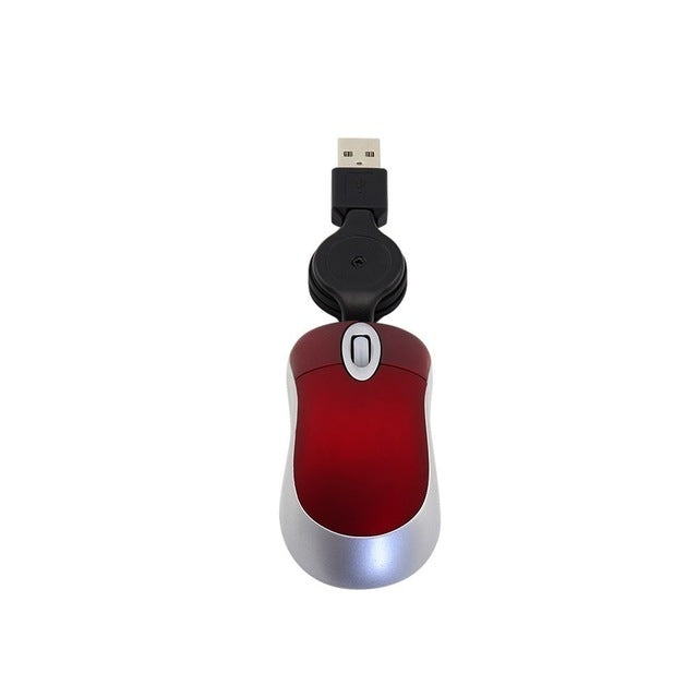 Mini mouse per computer cavo USB retrattile ottico ergonomico 1600 DPI piccoli mouse portatili per laptop