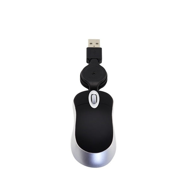 Mini mouse per computer cavo USB retrattile ottico ergonomico 1600 DPI piccoli mouse portatili per laptop