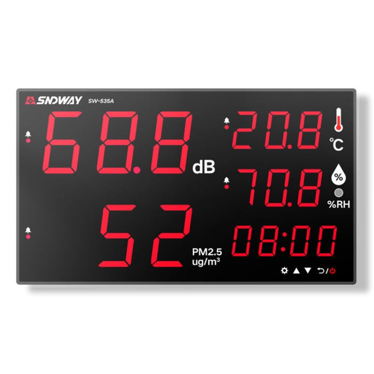 Tester per il monitoraggio dei decibel del rumore con display digitale a grande schermo SNDWAY da 30 ~ 130 dB, SW525B with Storage + USB, SW526A 18 inch Display, SW535A 18 inch Display 5-in-1, SW525G with Storage + USB Green