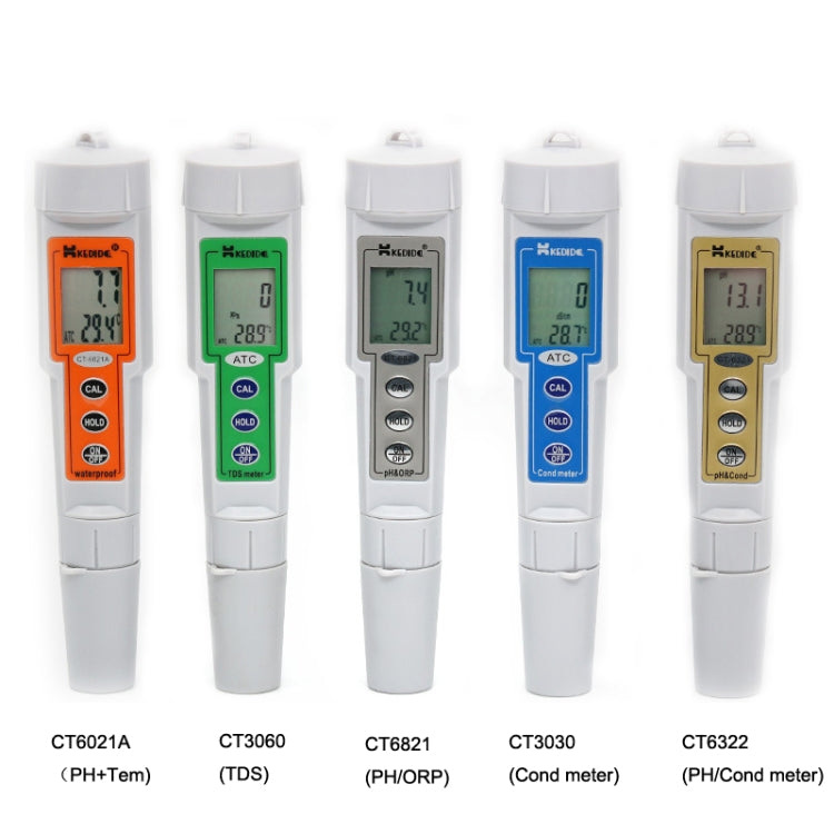 Penna di misurazione digitale LCD Kedida Protable per test dell'acqua, CT6021A PH + Temp Meter, CT3030 Conductivity + Temp Meter, CT6322 PH Conductivity Temp Meter, CT6821 PH + ORP + Temp Meter, CT8023 H2 + Temp Meter