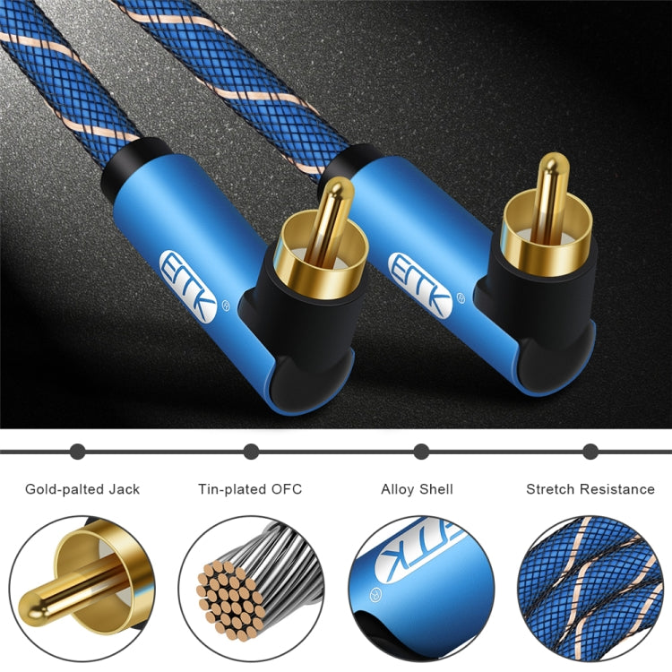 Cavo audio intrecciato in nylon doppio maschio-maschio da 90 gradi EMK, 0.5m, 1m, 1.5m, 2m, 3m, 5m