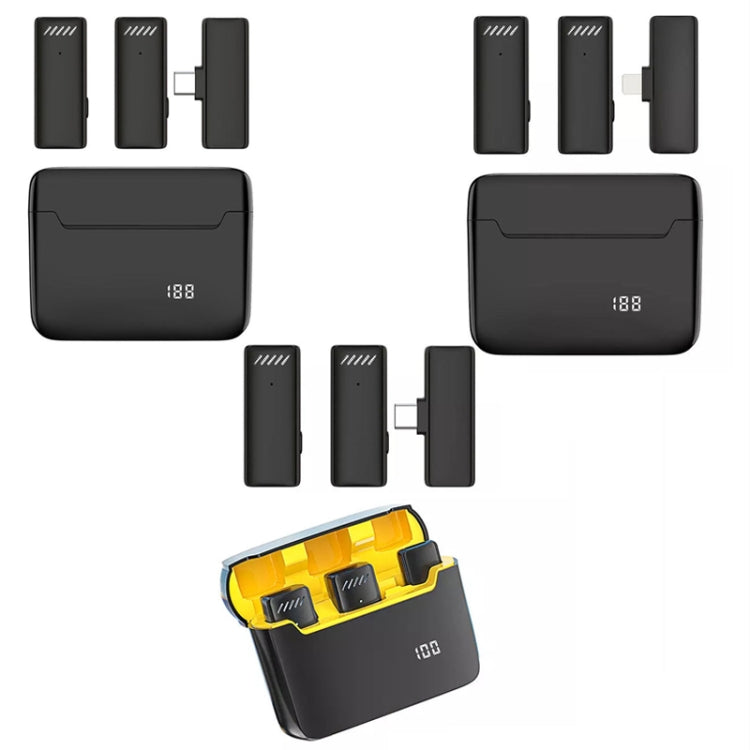 Microfono wireless lavalier con cancellazione del rumore con custodia di ricarica, S13 One To Two Yellow Case USB-C/Type-C Interface, S13 Dual Microphone Black USB-C/Type-C Interface, S13 Dual Microphone Black 8 Pin Interface