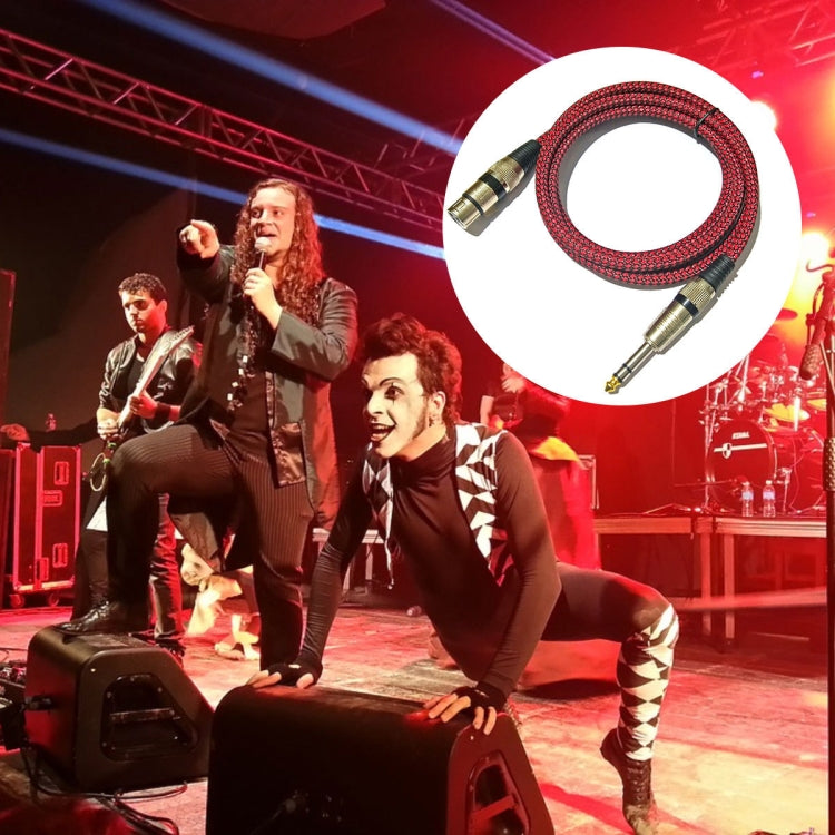 Cavo di bilanciamento XLR per microfono XLR da 6,35 mm maschio a femmina TRS rosso e nero, 0.5m, 1m, 1.8m, 3m, 5m, 8m, 10m, 12m, 15m, 20m, 25m, 30m