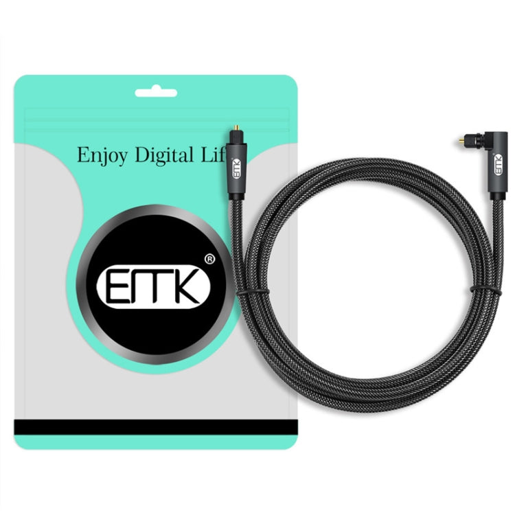 Cavo audio ottico EMK girevole da 90 gradi regolabile ad angolo retto ruotabile di 360 gradi con spina in nylon intrecciato, 1m(Black), 1.5m(Black), 2m(Black), 3m(Black), 5m(Black), 8m(Black), 10m(Black), 15m(Black), 20m(Black), 25m(Black), 30m(Black)