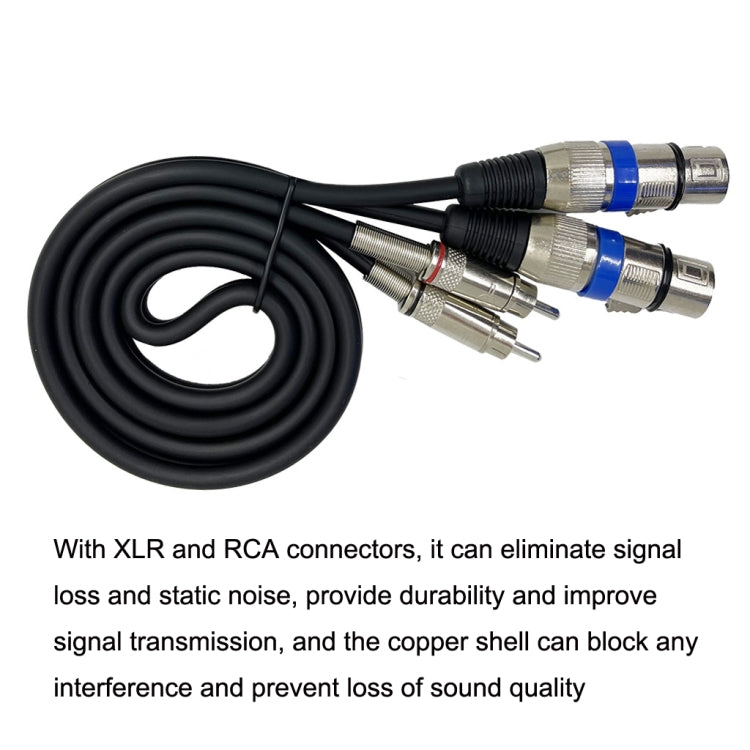 Cavo di bilanciamento audio per altoparlante Caron femmina 2RCA maschio 2XLR, 0.5m, 1m, 1.5m, 2m, 3m, 5m, 10m, 20m
