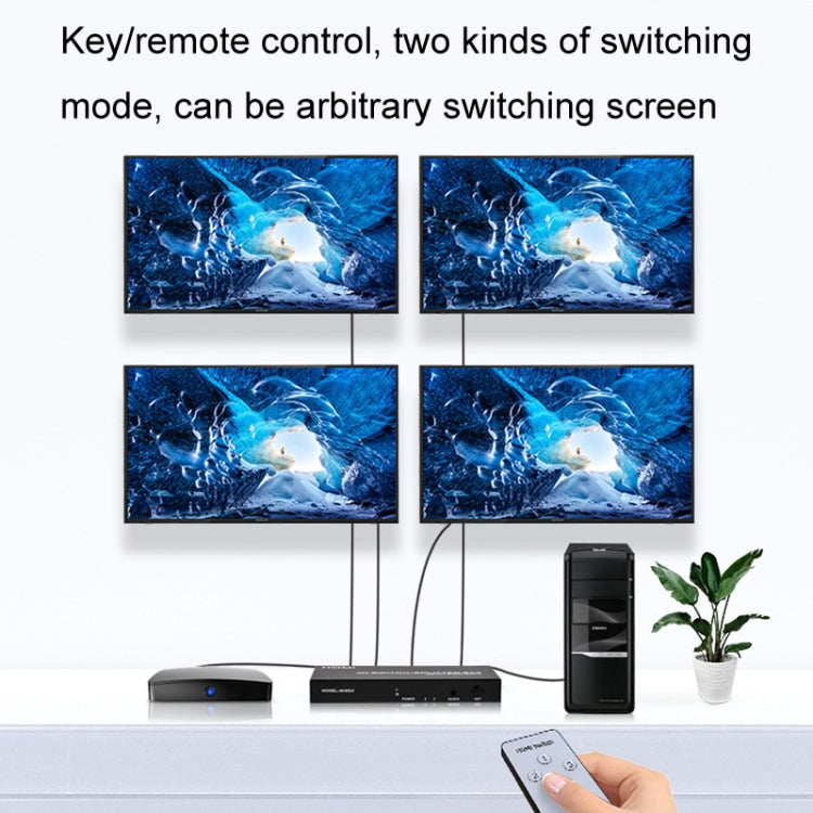 FJGEAR FJ-4K204 Distributore di switch HDMI audio HD 4K 2 ingressi 4 uscite, FJ-4K204 EU Plug, FJ-4K204 US Plug
