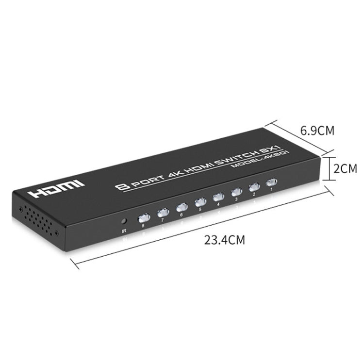 FJGEAR FJ-4K801 Commutatore video HD HDMI 4K 8 ingressi 1 uscita, FJ-4K801 US Plug, FJ-4K801 EU Plug