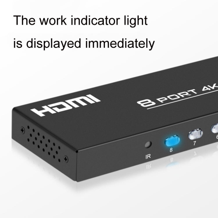 FJGEAR FJ-4K801 Commutatore video HD HDMI 4K 8 ingressi 1 uscita, FJ-4K801 US Plug, FJ-4K801 EU Plug