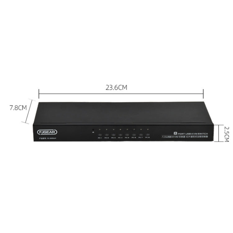 Switch KVM USB 8 ingressi 1 uscita FJGEAR FJ-810UK con switch desktop, FJ-810UK EU Plug, FJ-810UK US Plug