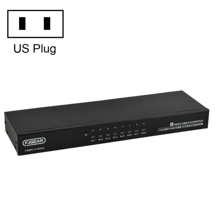 Switch KVM USB 8 ingressi 1 uscita FJGEAR FJ-810UK con switch desktop, FJ-810UK EU Plug, FJ-810UK US Plug