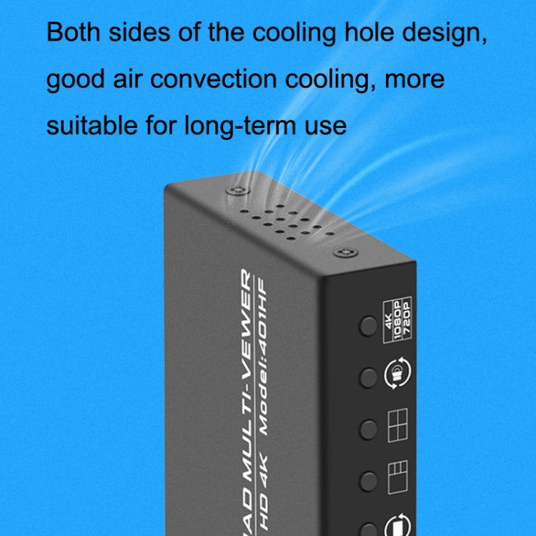 Lo splitter HDMI 4K FJGEAR FJ-401HF 4 In 1 Out supporta la segmentazione di quattro schermi, FJ-401HF EU Plug, FJ-401HF US Plug