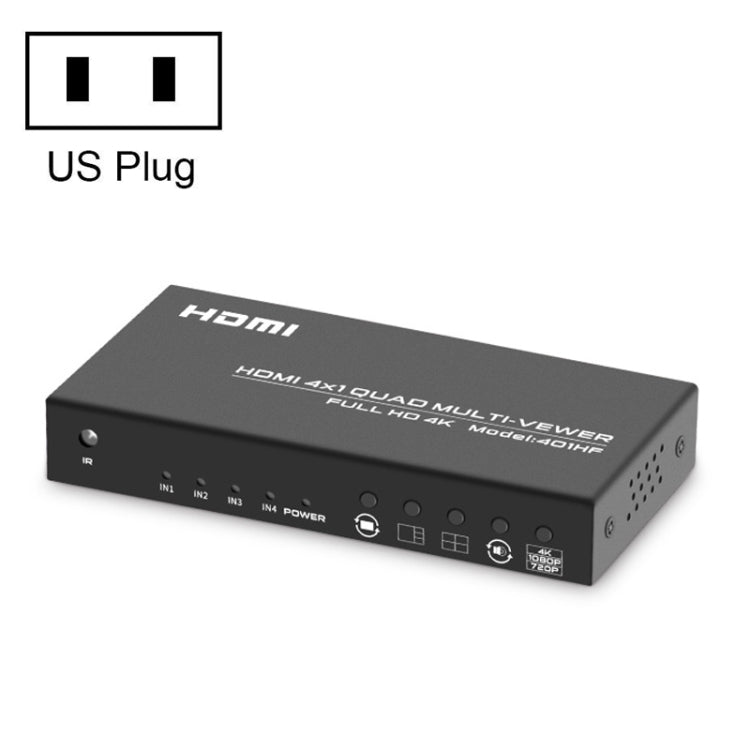 Lo splitter HDMI 4K FJGEAR FJ-401HF 4 In 1 Out supporta la segmentazione di quattro schermi, FJ-401HF EU Plug, FJ-401HF US Plug
