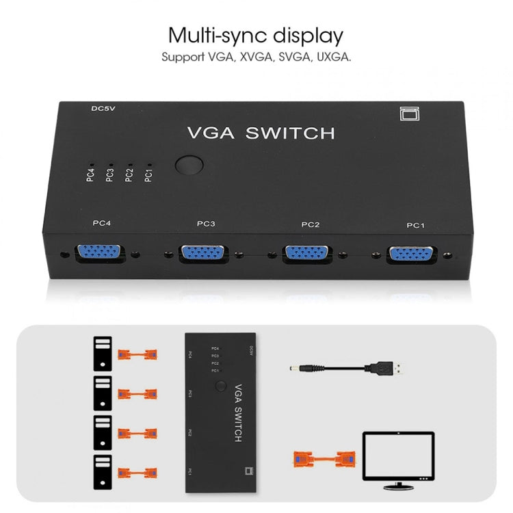 Switcher VGA con quattro ingressi e un'uscita Convertitore video VGA per computer