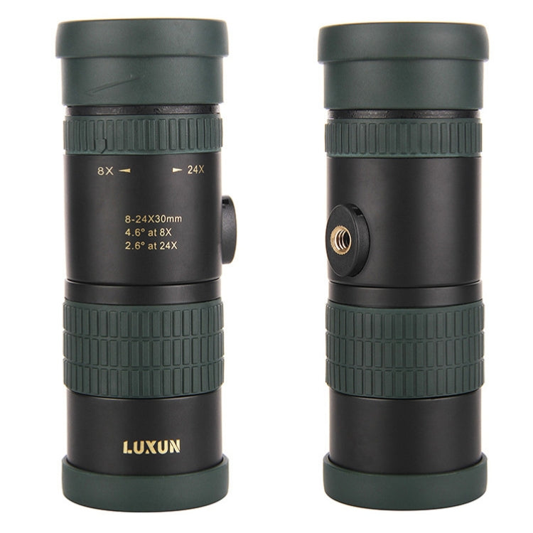 LUXUN 8-24X30 Telescopio a variazione monocilindrica per visione notturna scintillante con clip per telefono e treppiede, with Phone Clip & Tripod
