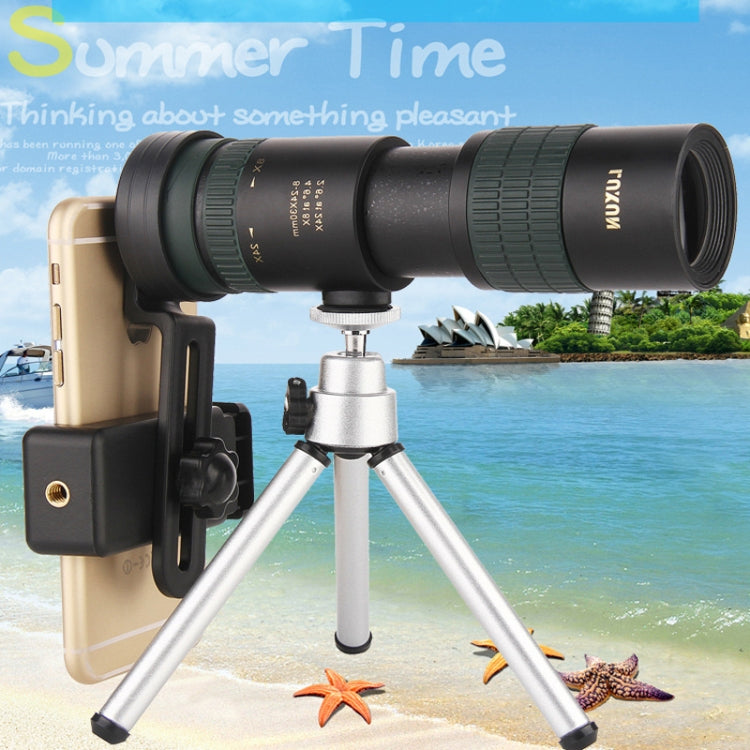 LUXUN 8-24X30 Telescopio a variazione monocilindrica per visione notturna scintillante con clip per telefono e treppiede, with Phone Clip & Tripod
