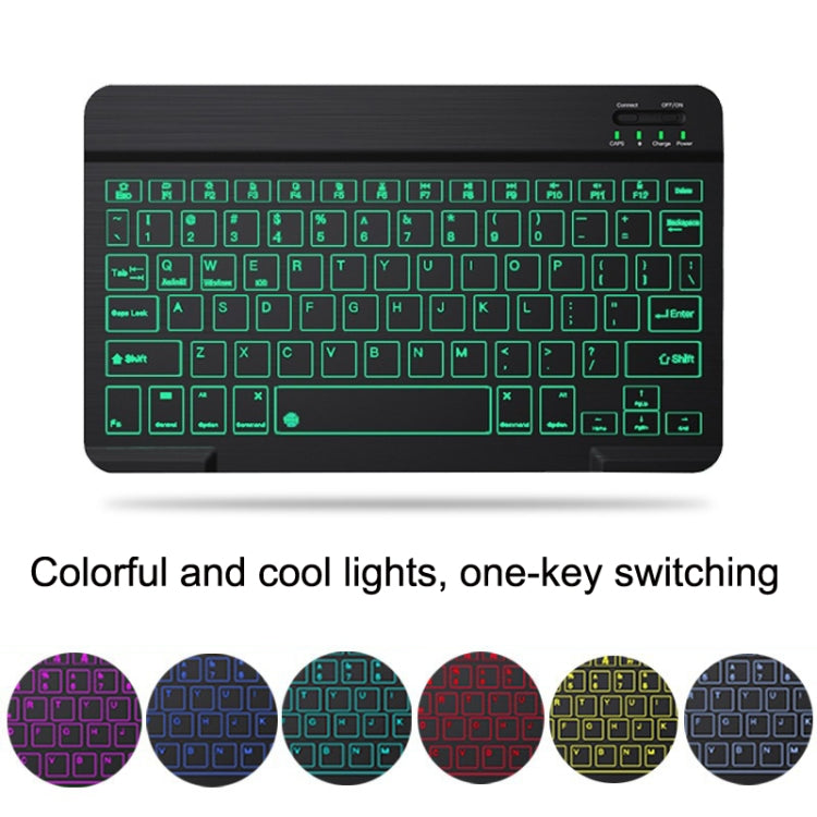 Set tastiera e mouse Bluetooth retroilluminato colorato RGB da 10 pollici per telefono cellulare/tablet, Black, White