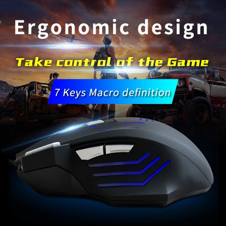 Mouse da gioco combinati con 7 tasti combinati con un clic MOS7, lunghezza cavo: 2 m