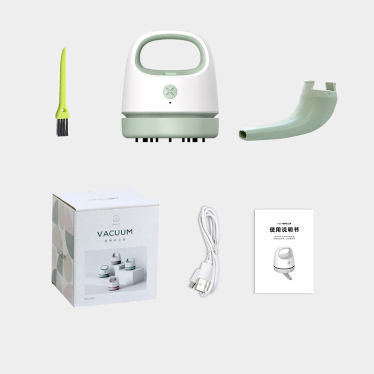C502 Aspirapolvere per pulizia tastiera desktop da ufficio Mini aspirapolvere portatile per auto con ricarica USB, Powder, Gray, Blue, Green