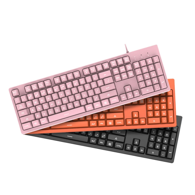 Ajazz DKS100 Tastiera meccanica con 104 tasti per ufficio, gioco luminoso, asse da tè, lunghezza cavo: 1,5 m, Black, Cherry Blossom Powder, Orange