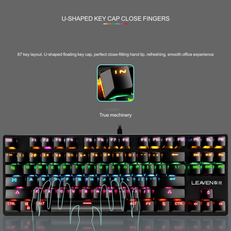 LEAVEN K550 87 tasti Green Shaft Gaming Athletic Notebook da ufficio Tastiera meccanica punk, Lunghezza cavo: 1,8 m, Black, White, Pink, Blue