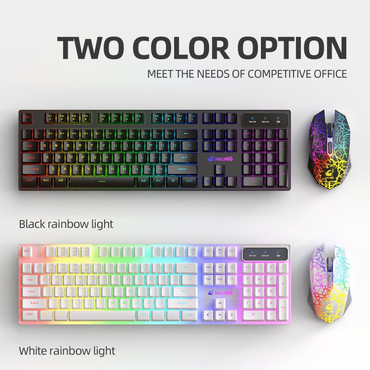 Set tastiera e mouse illuminati da gioco con ricarica wireless ZIYOULANG T3, T3 Black Rainbow Light, T3 Black Orange Light, T3 White Rainbow Light