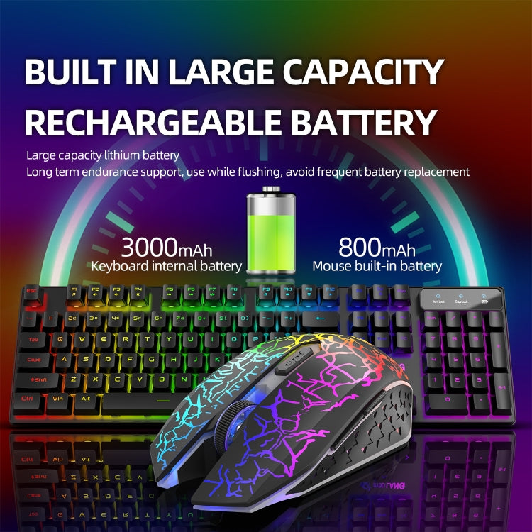 Set tastiera e mouse illuminati da gioco con ricarica wireless ZIYOULANG T3, T3 Black Rainbow Light, T3 Black Orange Light, T3 White Rainbow Light