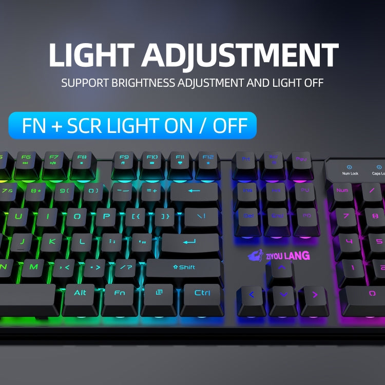 Set tastiera e mouse illuminati da gioco con ricarica wireless ZIYOULANG T3, T3 Black Rainbow Light, T3 Black Orange Light, T3 White Rainbow Light