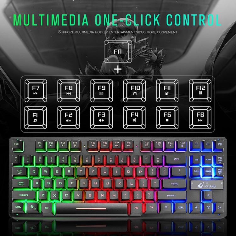 ZIYOULANG K16 Tastiera manipolatore per notebook da gioco colorata a 87 tasti, lunghezza cavo: 1,5 m, K16