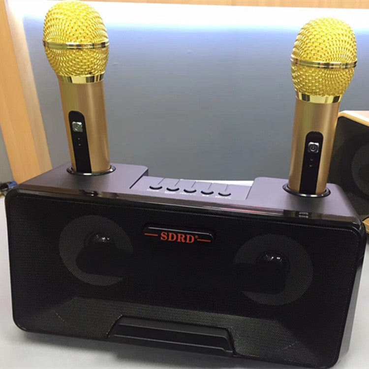 SDRD SD-301 Doppio microfono live wireless portatile KTV per famiglia 2 in 1 + altoparlante Bluetooth