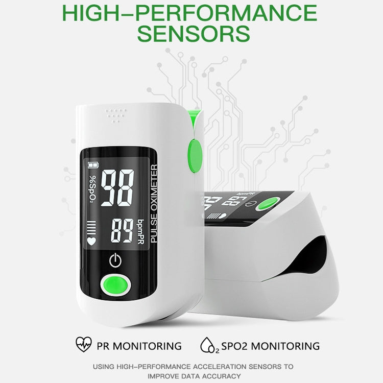 X1805 Rilevatore di saturazione di ossigeno Monitoraggio medico Ossimetro a clip da dito per frequenza cardiaca, Green, Black, Blue
