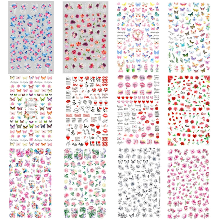 Autoadesivo di arte del chiodo di retro colore della rosa della farfalla adesiva 10pcs 3D