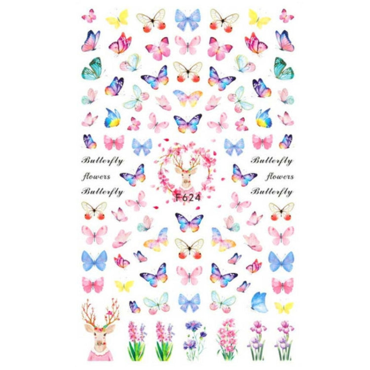 Autoadesivo di arte del chiodo di retro colore della rosa della farfalla adesiva 10pcs 3D