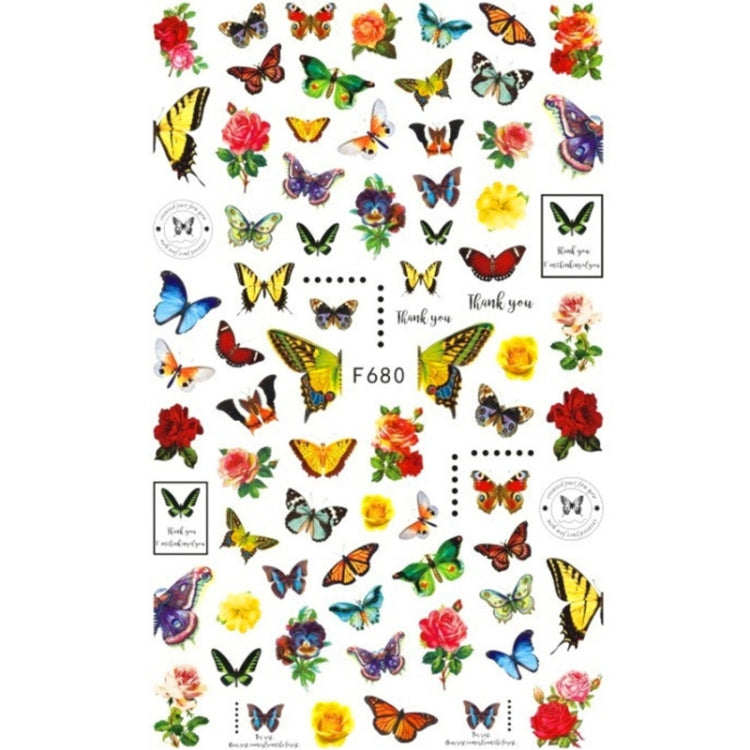 Autoadesivo di arte del chiodo di retro colore della rosa della farfalla adesiva 10pcs 3D
