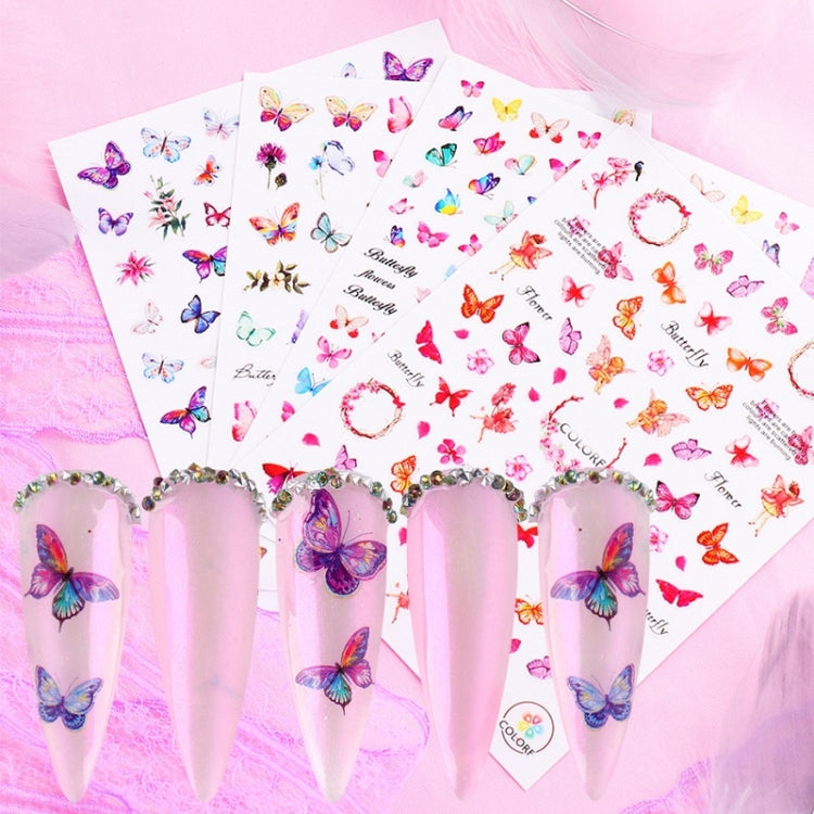 Autoadesivo di arte del chiodo di retro colore della rosa della farfalla adesiva 10pcs 3D