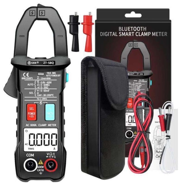 Pinza amperometrica AC intelligente ad alta precisione Bluetooth 5.0 BSIDE da 6000 parole, ZT-5BQ, ZT-5BQ+C3140 Clip