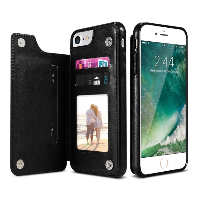 Per iPhone XR Custodia in pelle PU retrò con porta carte multi custodia per telefono, For iPhone XR