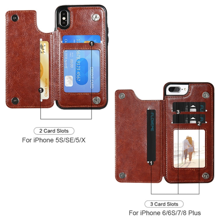 Per iPhone XS Custodia in pelle PU retrò Custodie per telefoni con porta carte multipli, For iPhone XS