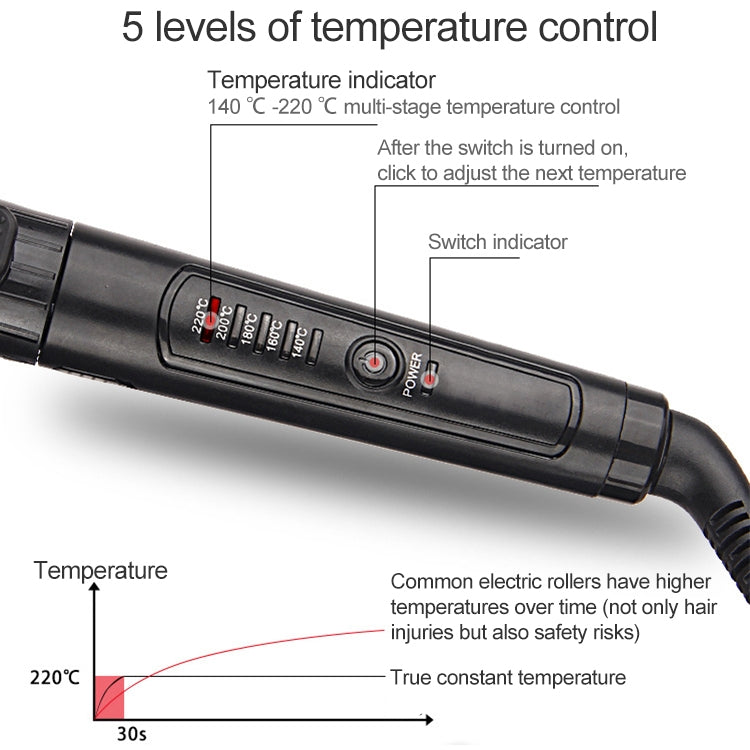 Bigodino per capelli in nano titanio con display digitale della temperatura a LED, 19mm, 22mm, 25mm, 28mm, 32mm