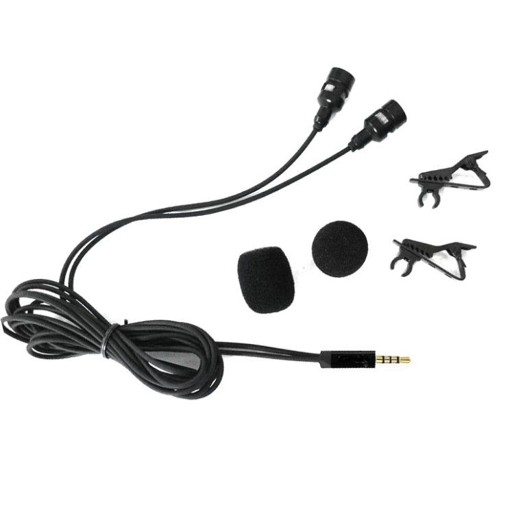 Microfono lavalier cablato Microfono a doppia testa a condensatore Microfono per due persone dal vivo per telefono cellulare K Song, 515PU Bag