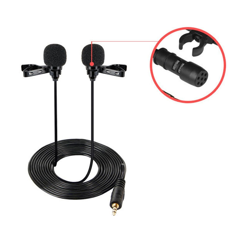 Microfono lavalier cablato Microfono a doppia testa a condensatore Microfono per due persone dal vivo per telefono cellulare K Song, 515PU Bag